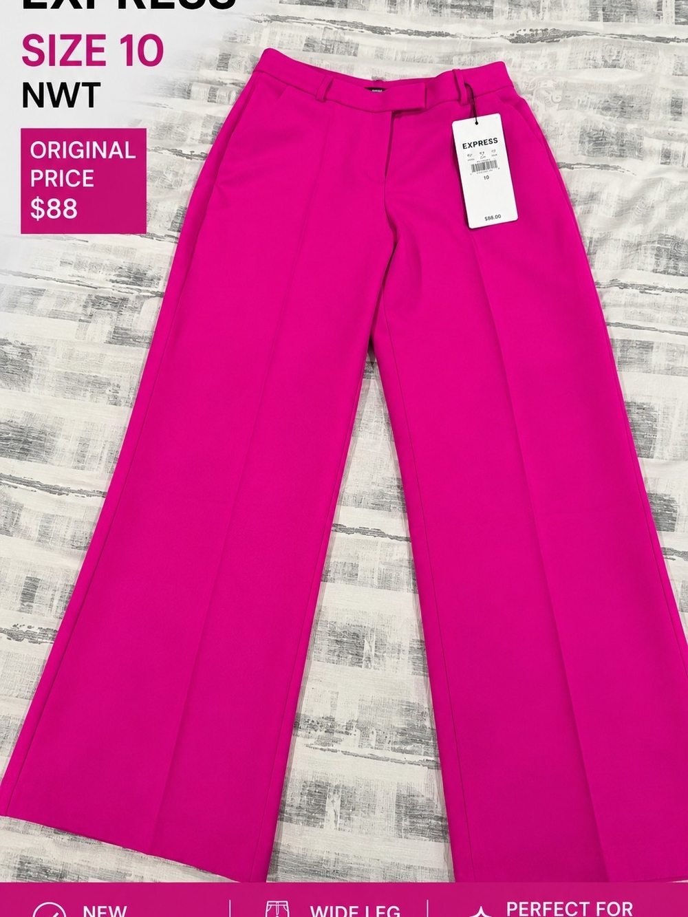 Express Wide Leg Pants in Hot Pink